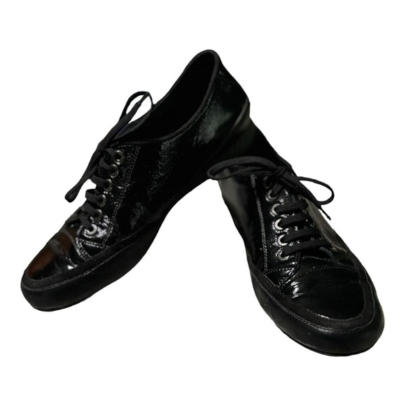 Mephisto Air Relax Black Patent Leather Sneakers Size 8.5 Low Top Lace Up - Picture 8 of 15